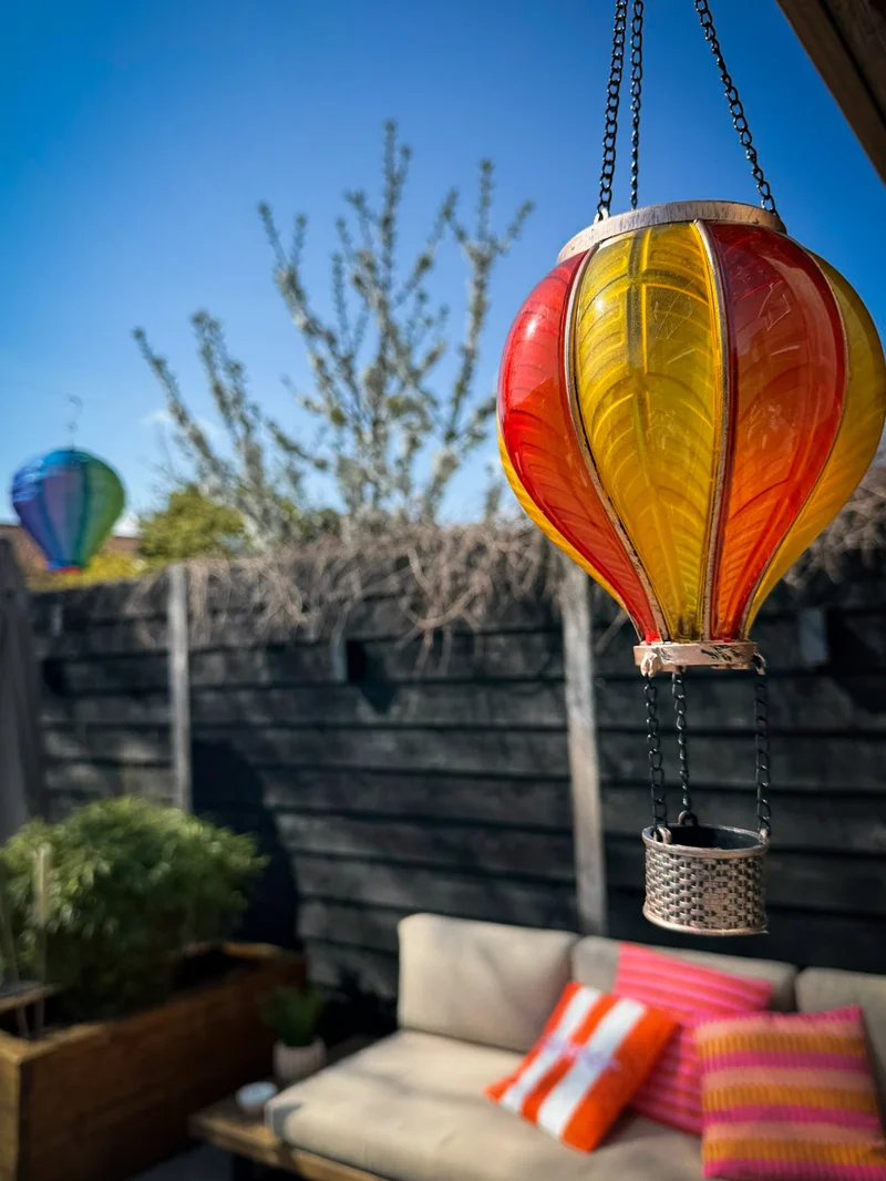 SOLAR HEISSLUFTBALLON 12LED MIT FLAMMENEFFEKT 11X36CM GRÜN