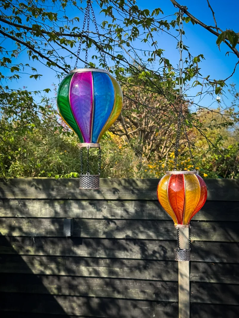 SOLAR HEISSLUFTBALLON 12LED MIT FLAMMENEFFEKT 11X36CM GRÜN