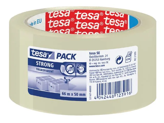 Rolle Verpackungsband Tesa 57167 Pp 50mmx66m Geräuscharm Transparent