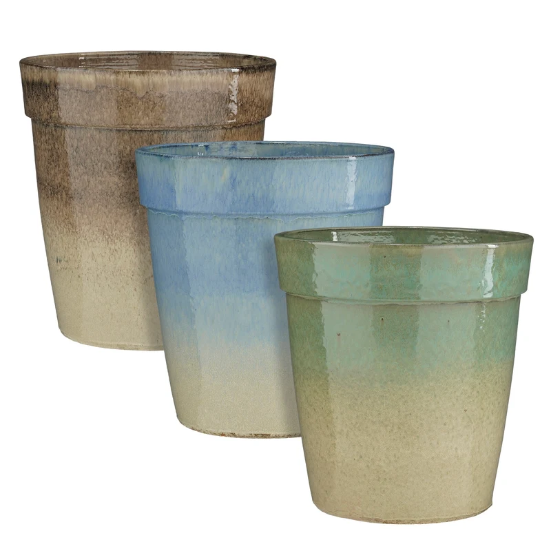 Madrid Topf rund l. blau braun mintgrün 3-fach sortiert - h62xt59,5cm