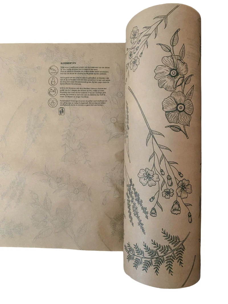 Papierrolle 45 g Natronkraft 60 cm Botanic Flower 12 kg FSC®