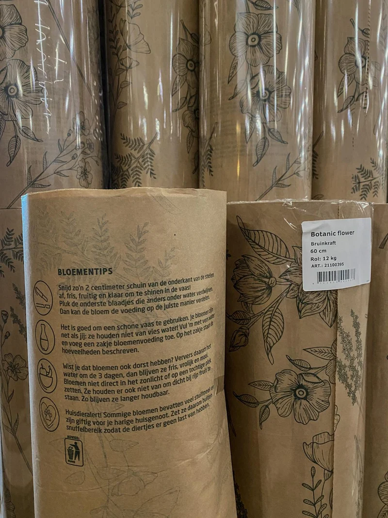 Papierrolle 45 g Natronkraft 60 cm Botanic Flower 12 kg FSC®