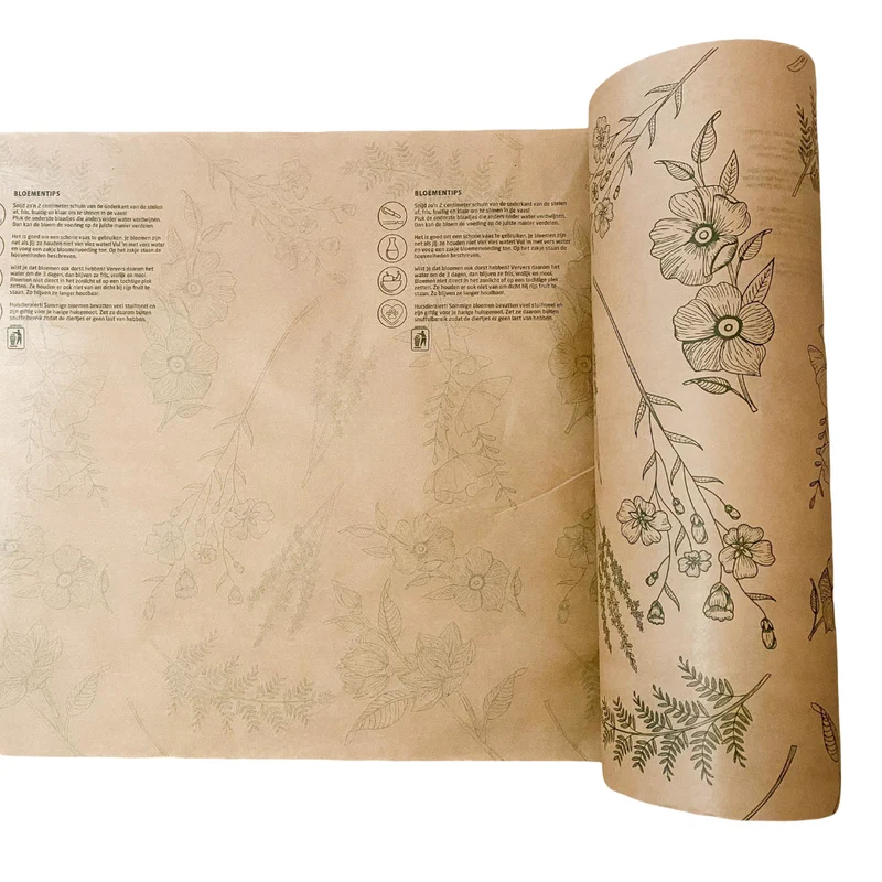 Papierrolle 45 g Natronkraft 60 cm Botanic Flower 12 kg FSC®