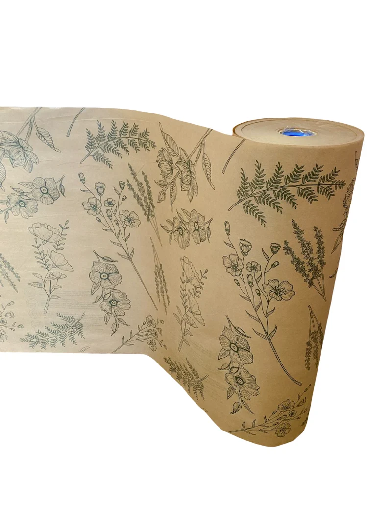 Papierrolle 45 g Natronkraft 60 cm Botanic Flower 12 kg FSC®
