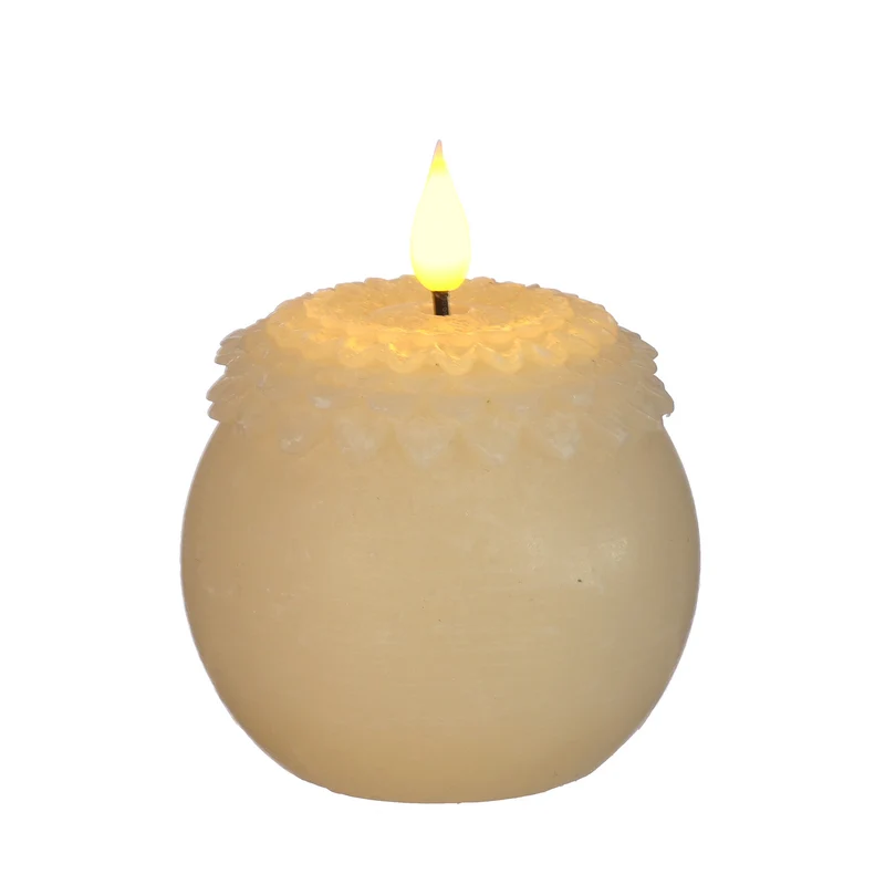 LED-Wachsblume Perle Ø9 H.12 cm beige mit Timer