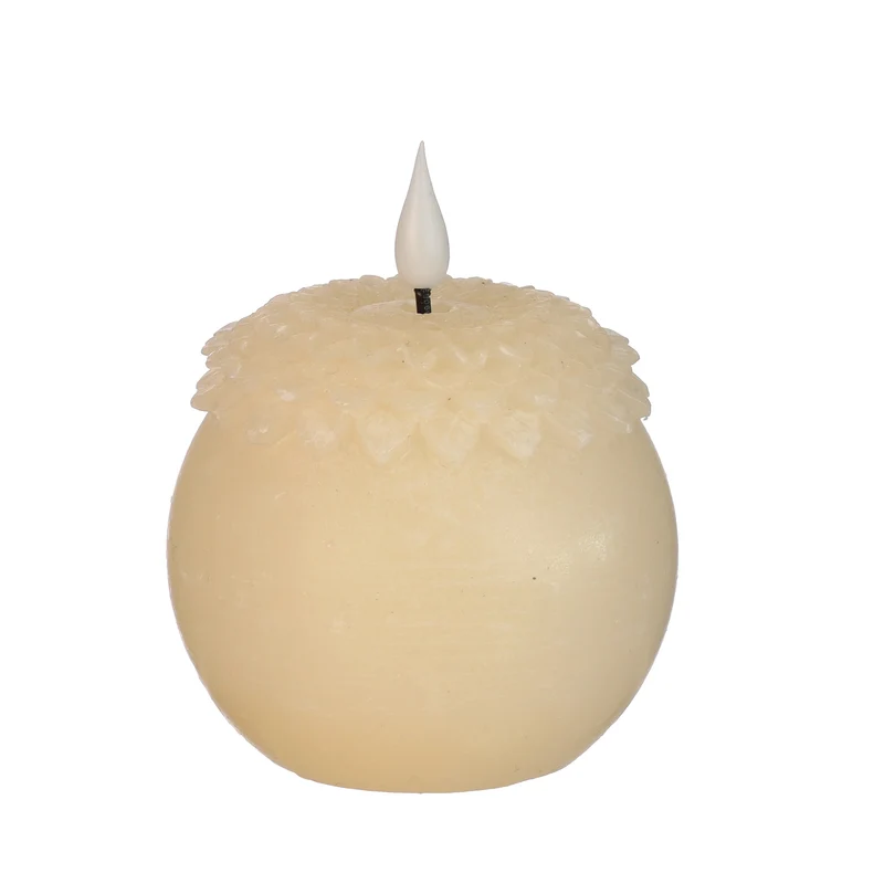 LED-Wachsblume Perle Ø9 H.12 cm beige mit Timer