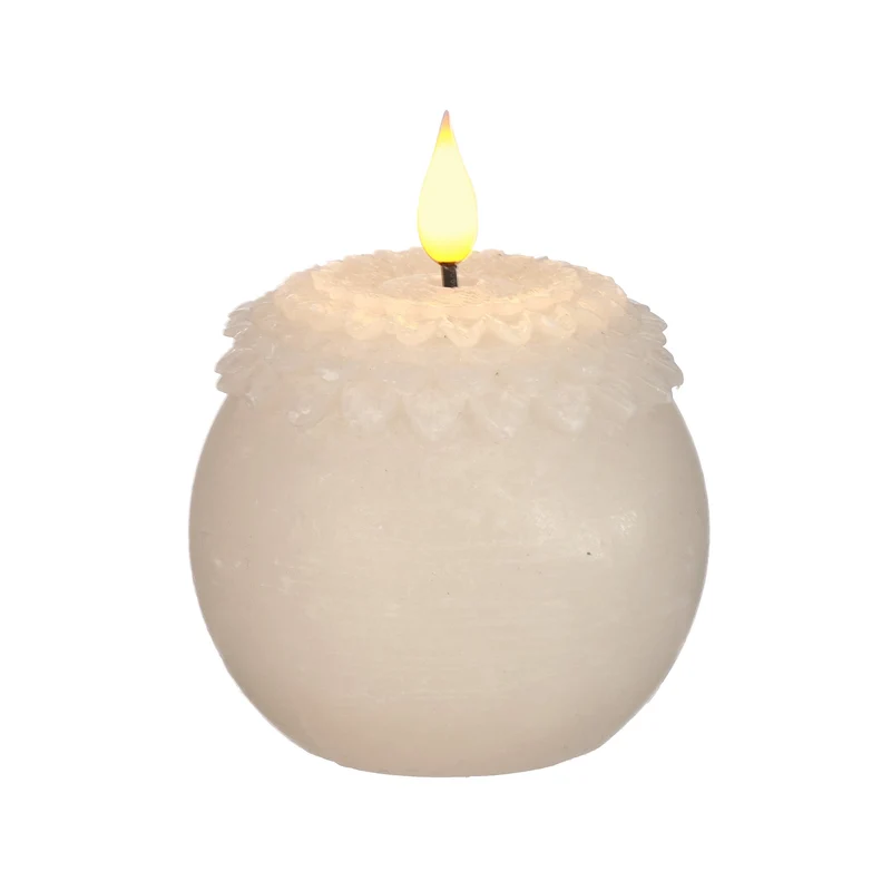 LED Wachsblume Perle Ø9 H.12 cm creme mit Timer