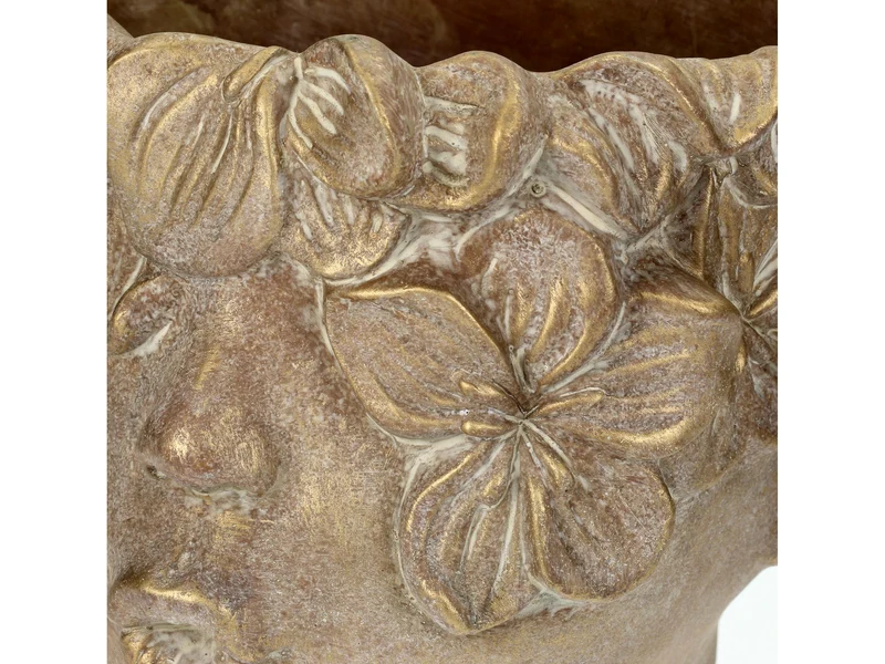 Blumentopf Zement Gesicht Gold 21x23x26cm