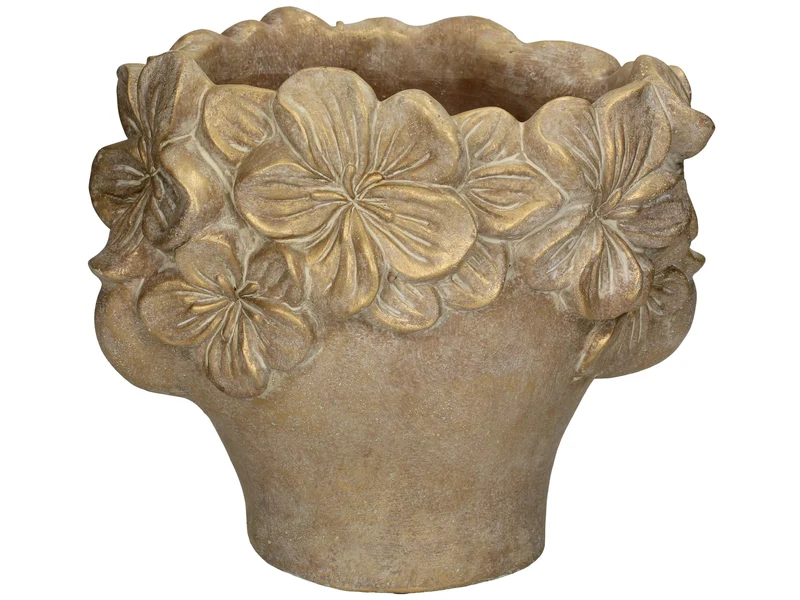 Blumentopf Zement Gesicht Gold 21x23x26cm