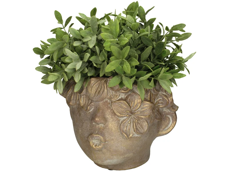 Blumentopf Zement Gesicht Gold 21x23x26cm