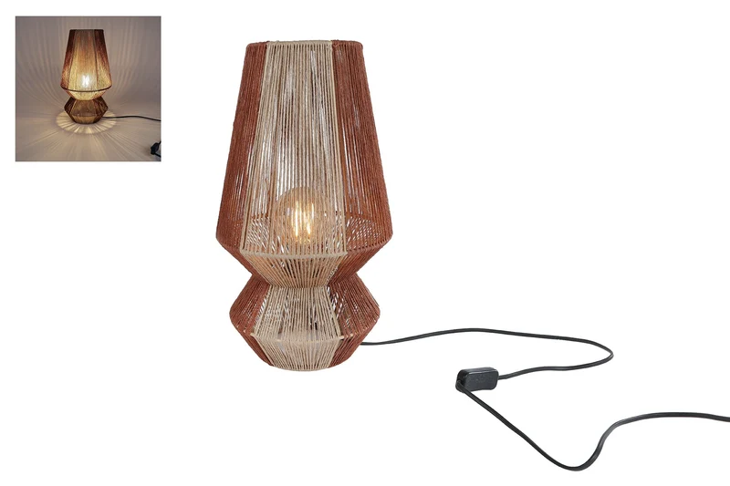 Tischleuchte "Febe" L beige/terrakotta Metall/Jute 23x23x40,5cm