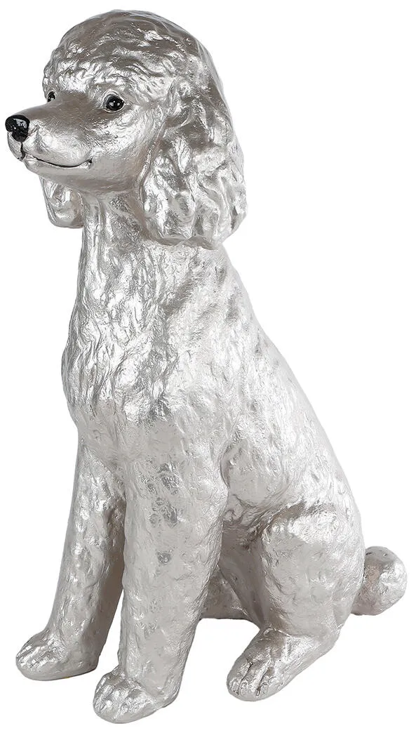 Skulptur "Pudel" XXL champagnergold Polystein 36,5x19,5x52cm