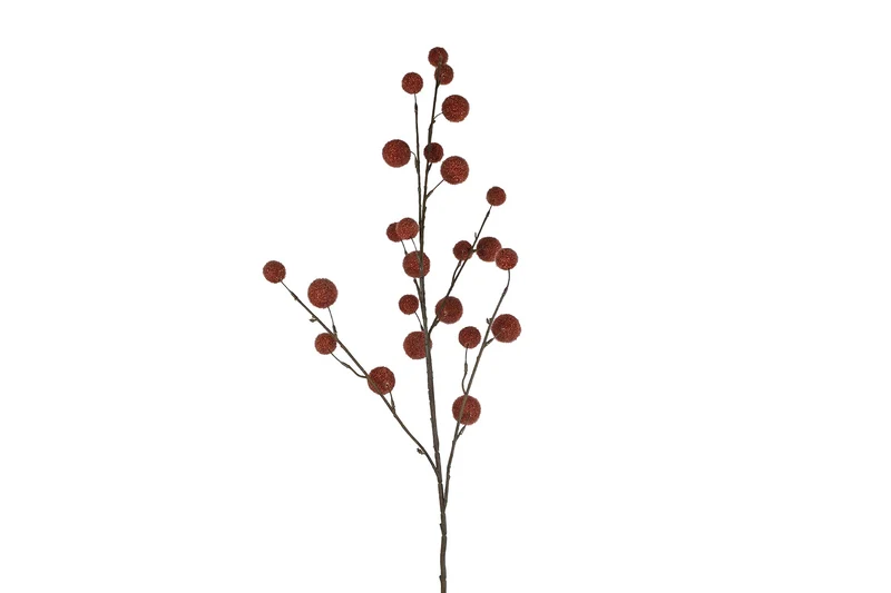 Kunstzweig "Grassball" orange 114cm