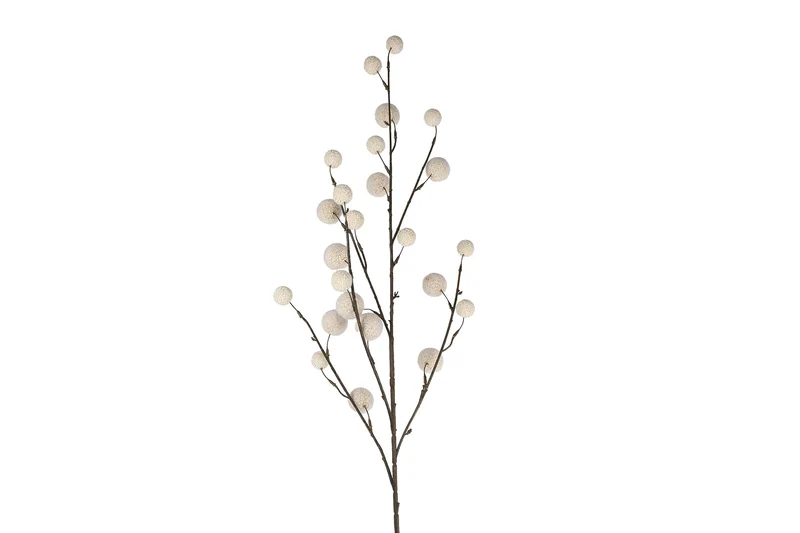Kunstzweig "Grassball" off-white 114cm