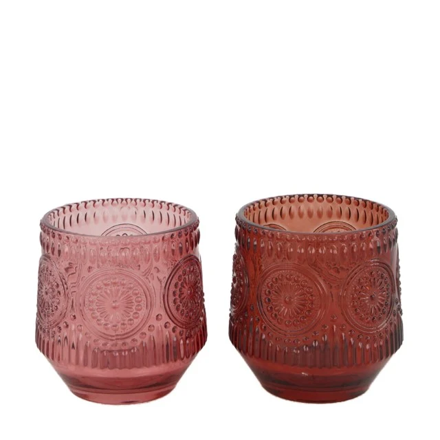 Kerzenhalter Glas Ø8x8cm Natur/Weiß Mix