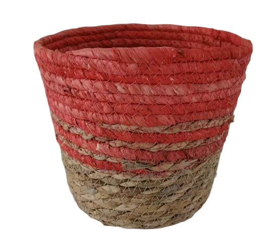 Seegras-Korb Natur Fuchsia D20 H17cm