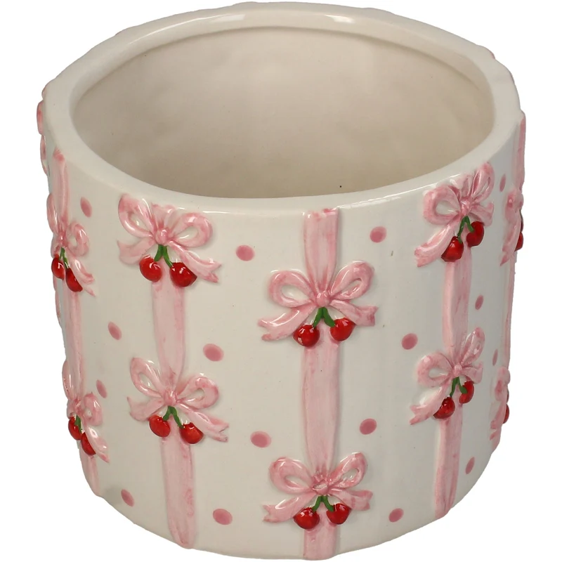 Übertopf Bow Kirsche Dolomit Rosa 13,5x13,5x11,2cm