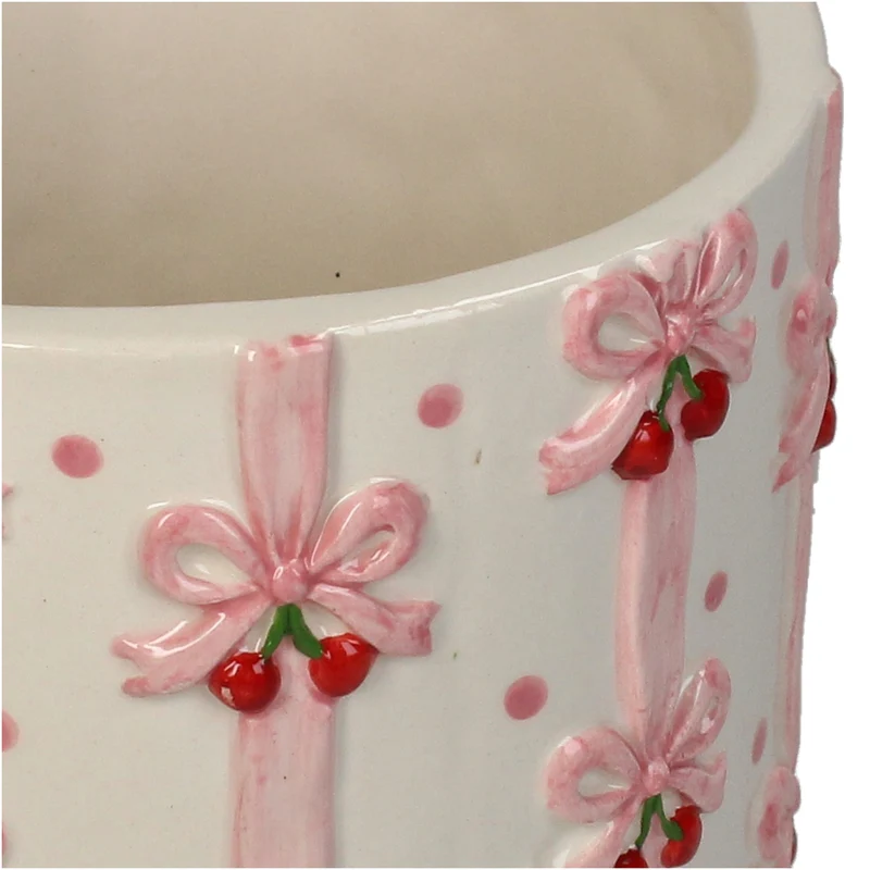 Übertopf Bow Kirsche Dolomit Rosa 13,5x13,5x11,2cm