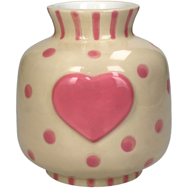 Vase Herz Dolomit Rosa 12.6x12.6x13.8cm