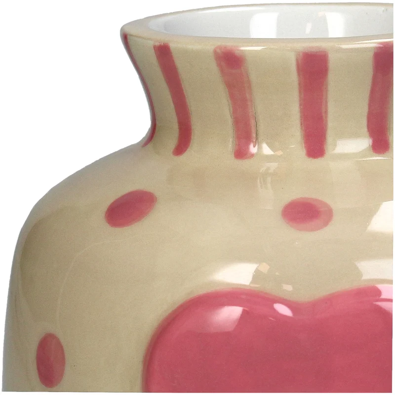 Vase Herz Dolomit Rosa 12.6x12.6x13.8cm