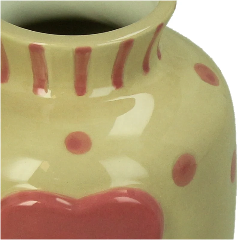 Vase Herz Dolomit Rosa 12.6x12.6x13.8cm