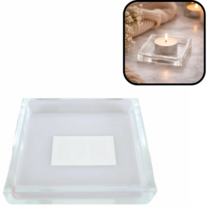 Teelichthalter Glasschale transparent quadratisch 8x8x1,5 cm