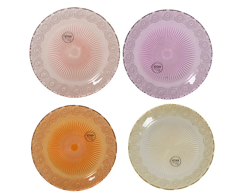 Frühstücksteller Glas 4-fach sortiert 18cm x 1.5cm