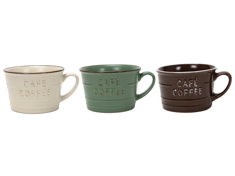 Tasse „Café Coffee“ Ø10x6,2cm 260ml 3-fach sortiert