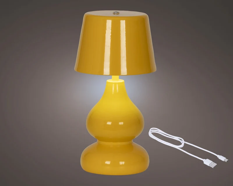 LED-Akkutischleuchte Eisen stabil innen orange/warmweiß D.13cm H.26cm