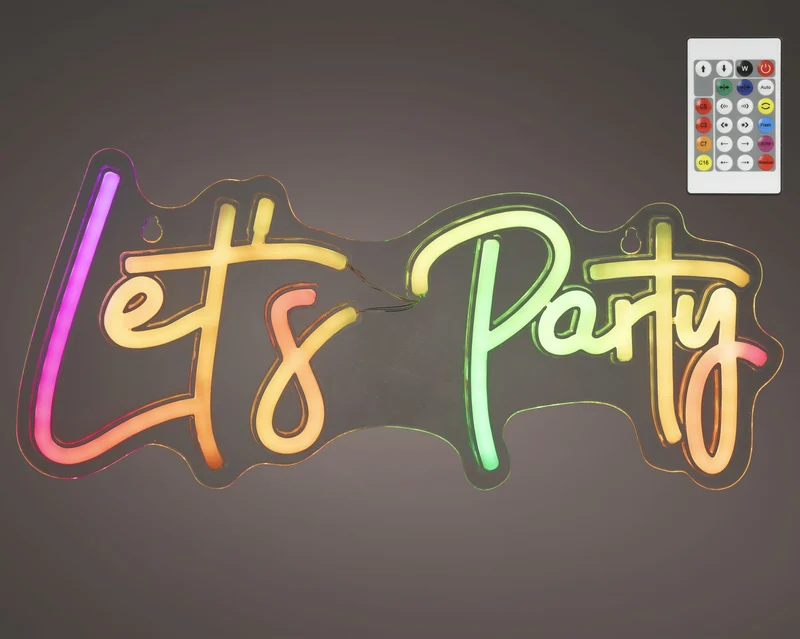 LED Neon USB "Let's Party" innen farbwechselnd 1,6cm x 41cm