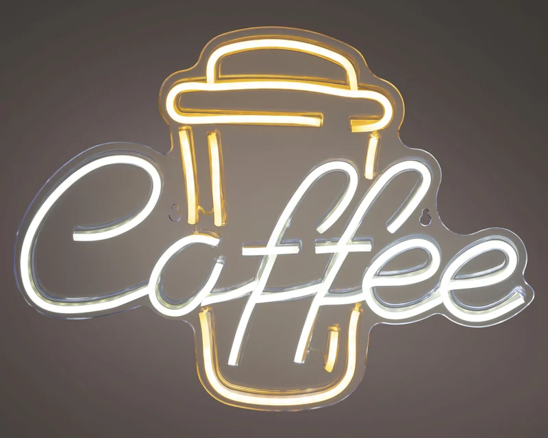LED Neon USB Kaffee durchgehend innen mehrfarbig 1,6cm x 40cm x 30cm