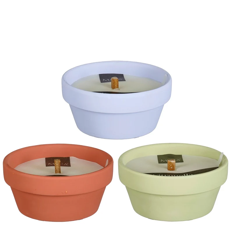 Kerze Citronella grün lila rot 3-fach sortiert - H5,5xT12cm