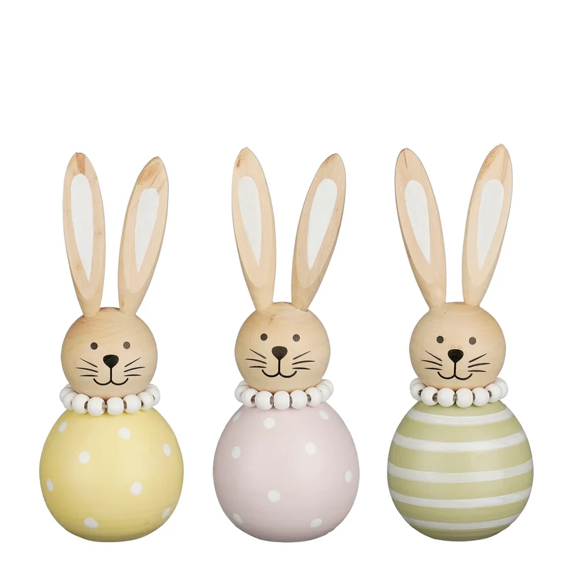 Deko-Hase gelb grün rosa 3-fach sortiert - h17xd6cm