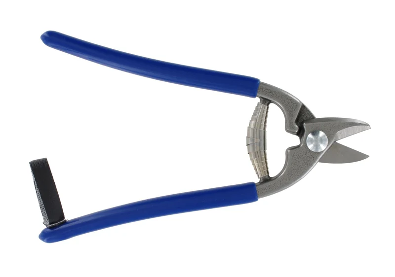 Drahtzange mit blauen Ledergriffen