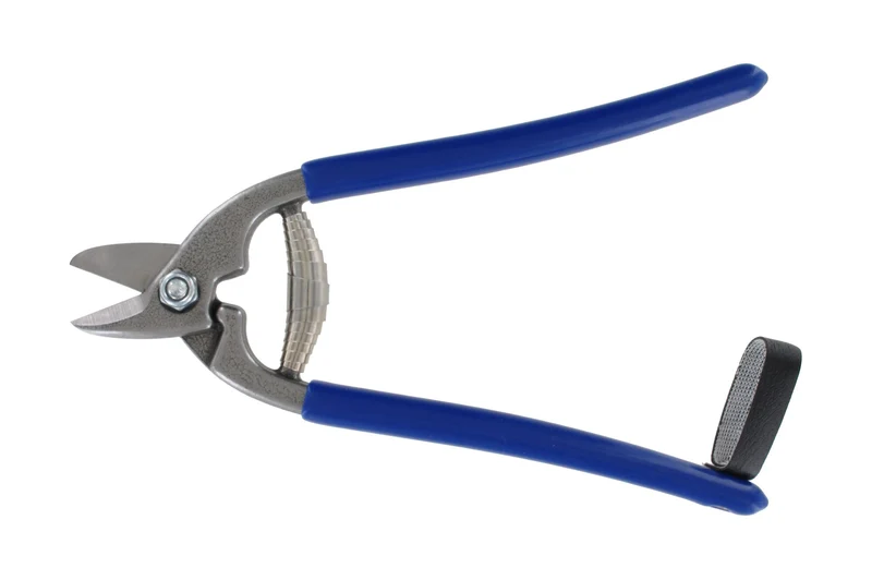 Drahtzange mit blauen Ledergriffen