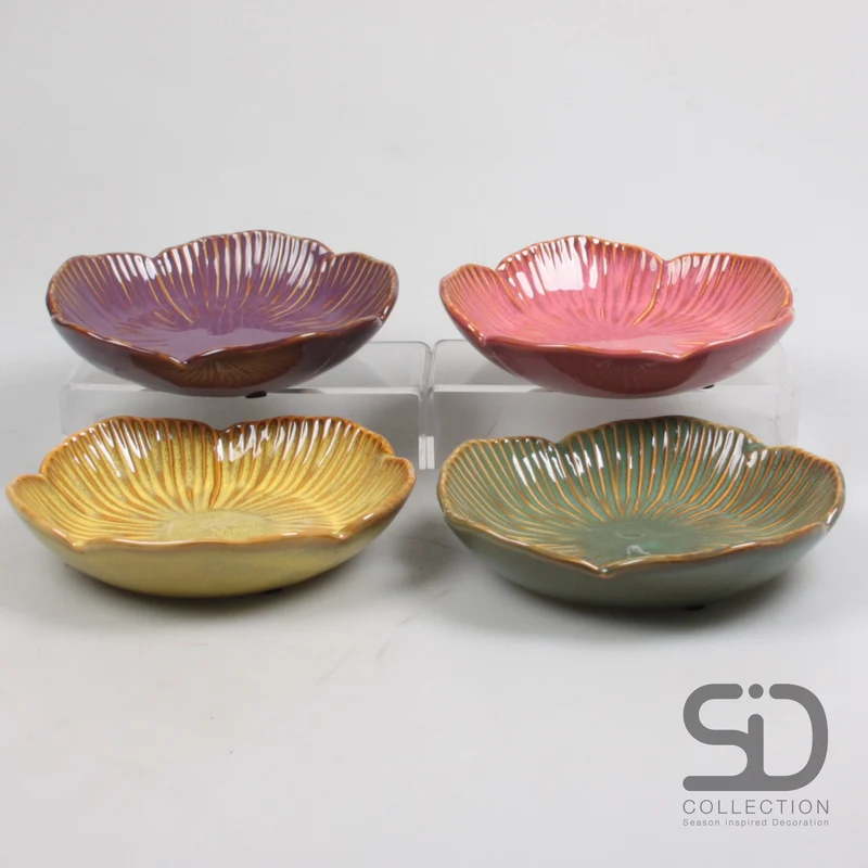 UNTERTELLER M BLUME SAMMIE KERAMIK 4 ASSORTIERT 15X15X3 CM
