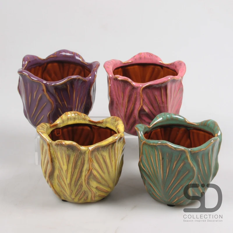 BLUMENTOPF M FLOWER SAMMIE 4 FACH SORTIERT 12.5X12.5X10 CM KERAMIK