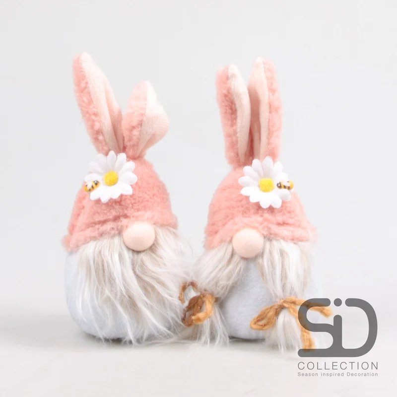 OSTERHASE WICHTEL PLÜSCH ROSA 2 ASSORTIERT 8X8X19 CM ROSA