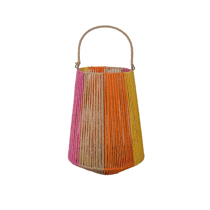 Laterne Nicole Papierseil mit Glas D29 H39cm Mehrfarbig