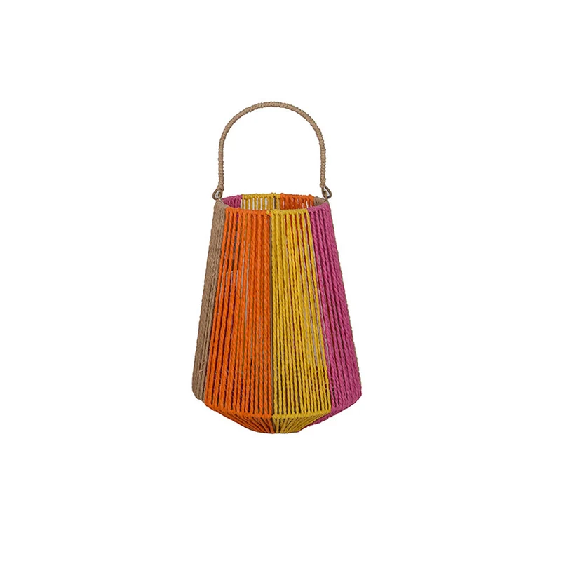 Laterne Nicole Papierseil mit Glas D25 H33cm Mehrfarbig
