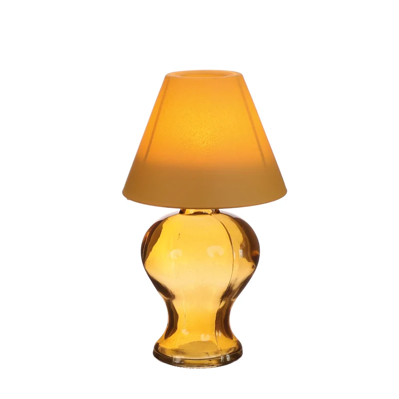 Glaslampe Amber für Teelicht Ø9 H.16 cm Senf