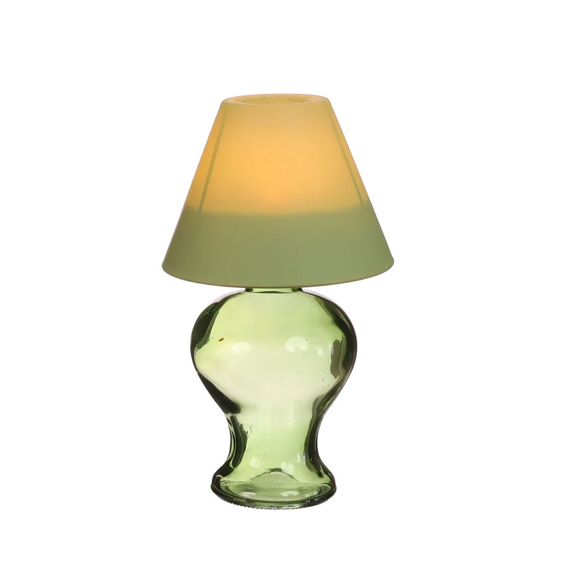Glaslampe Amber für Teelicht Ø9 H.16 cm soft green