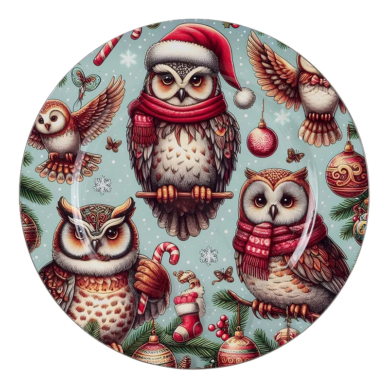 Servierteller Melamin Eulen Weihnachten Ø 33 CM