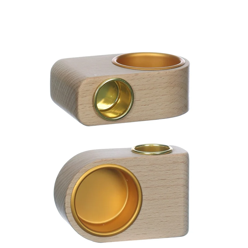 Kerzenhalter Ø8,5 H. 3 cm 2-Wege Holz