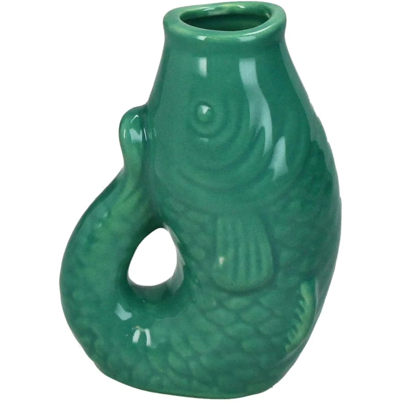 Vase Fisch Steingut Türkis 8x5,5x11,3cm