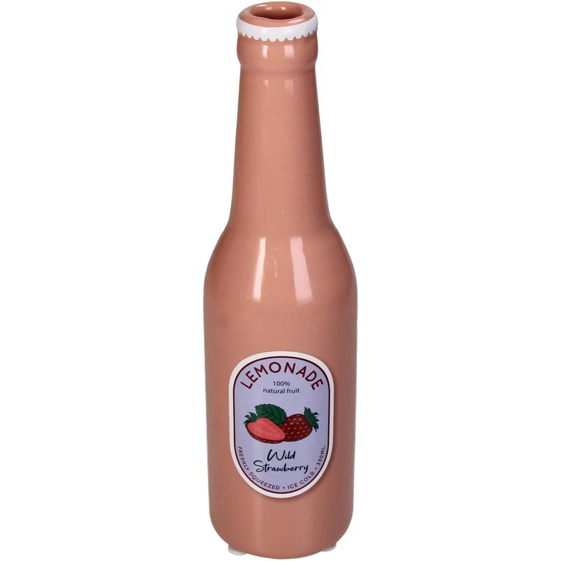 Vase Limonade Erdbeere Flasche Feines Steingut Multi 6.5x6.5x24cm