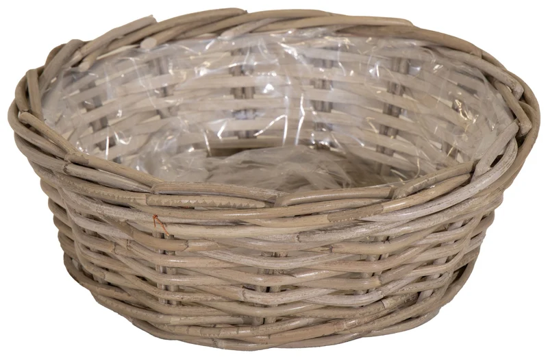 Rattan „Kubu“ runder niedriger Korb Natur -SP H13xT30/25cm