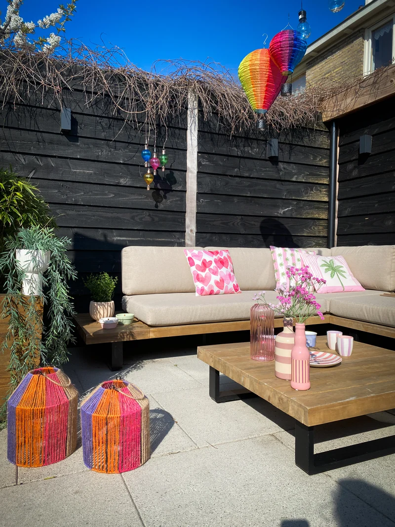 St. 1 Outdoorkissen „Herzen“ rosa 45x45 cm