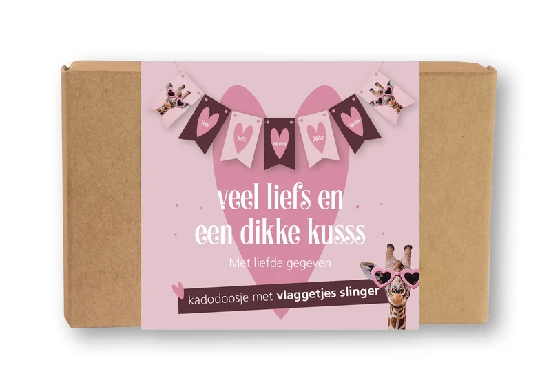 Schachtel mit Wimpelkette „Alles Liebe und ein dicker Kussss“