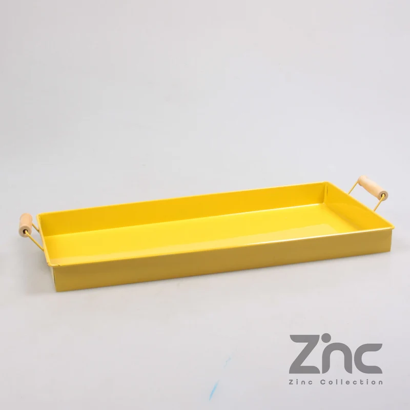 ZINKSCHALE, RECHTECKIG, 20 x 40 CM, GELB